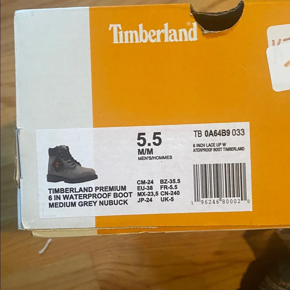 NIB Unisex Timberland Dark Gray Leather Boots.